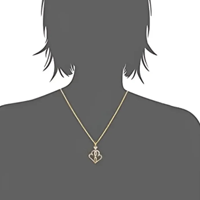 Double Heart Cubic Zirconia Pendant Necklace Romantic Anniversary Gift