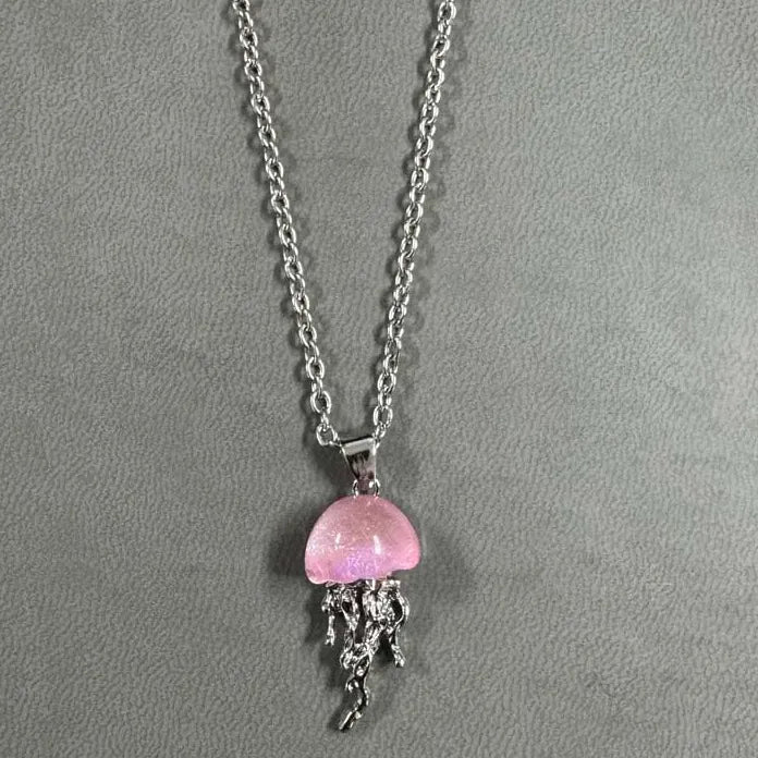 Blue Pink Jellyfish Pendant Necklace Women Y2K Charm Mood Tracker Gift