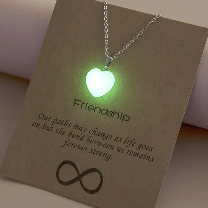 Hippie Glow in Dark Heart Star Pendant Necklace for Men Women Trendy Jewelry