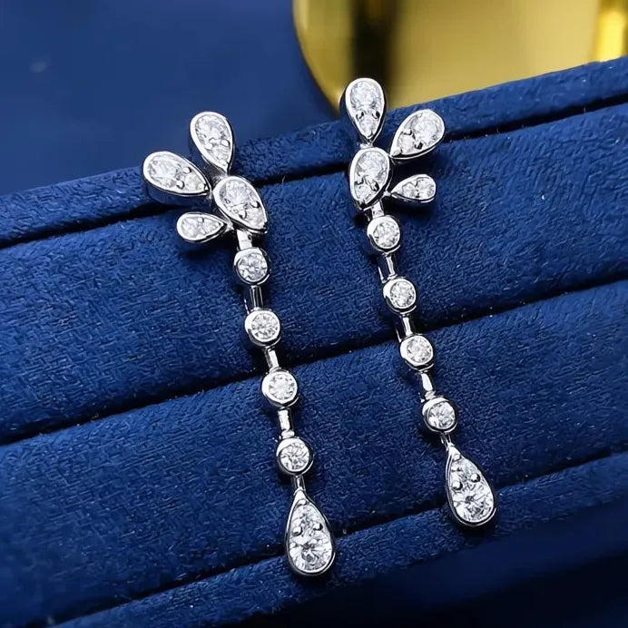 Women's Geometric Cubic Zirconia Drop Earrings for Wedding & Party