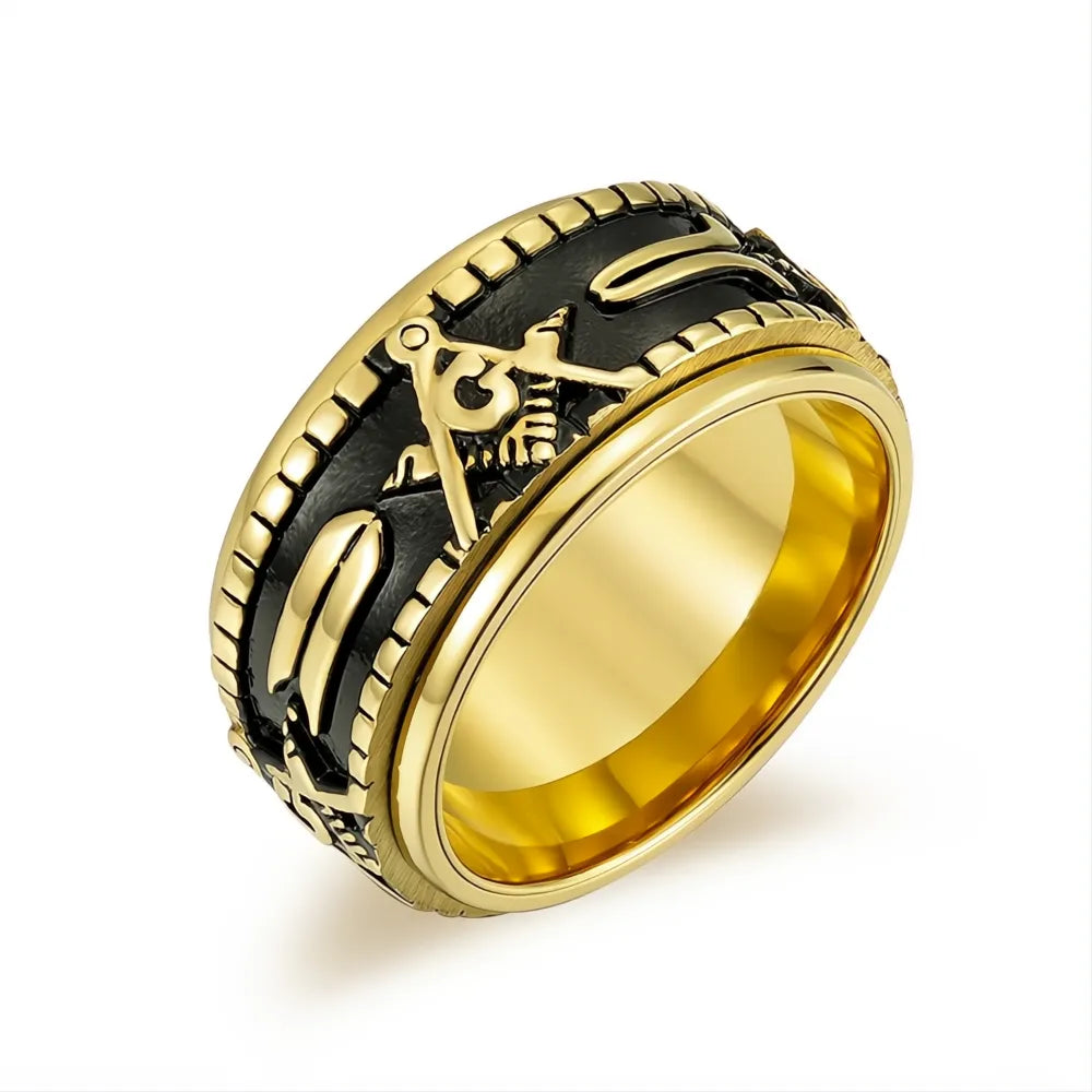 316L Stainless Steel Freemason AG Signet Ring Unisex Punk Biker Masonic Rotating Amulet Jewelry Gift