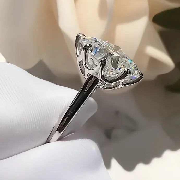 Square Crystal Cubic Zirconia Geometric Brass Wedding Engagement Ring for Women
