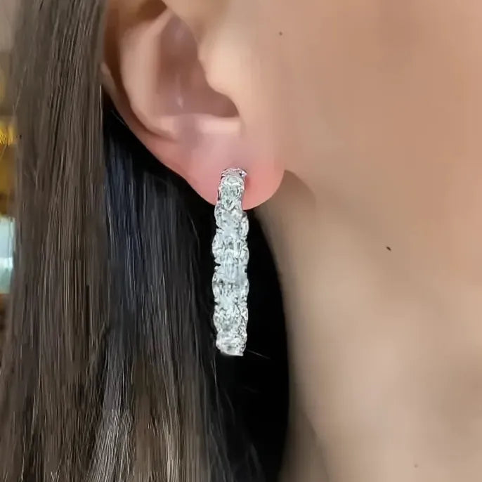 Big Circle Copper Alloy Hoop Earrings with Cubic Zirconia Luxury Jewelry