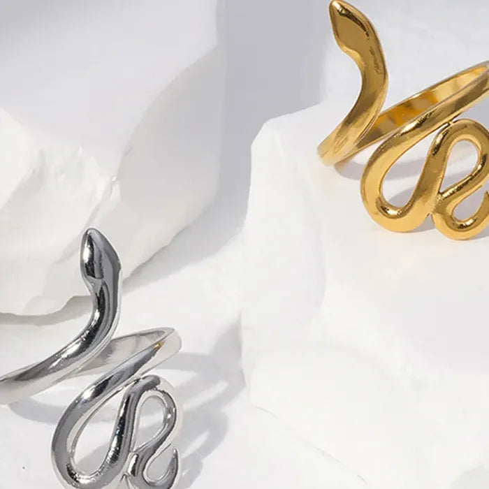 Adjustable Gold Color Stainless Steel Snake Ring Vintage Gothic Jewelry Gift