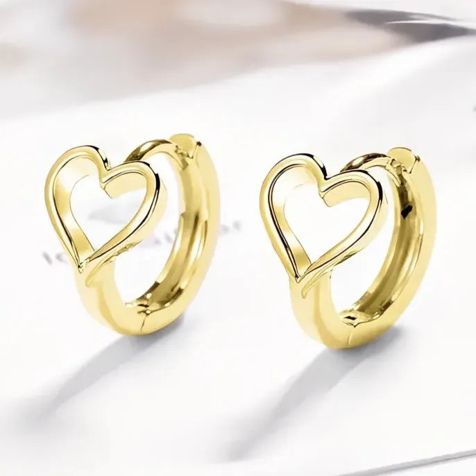 Hollow Heart Geometric Hoop Earrings Copper Alloy Dainty Silver Gold Jewelry