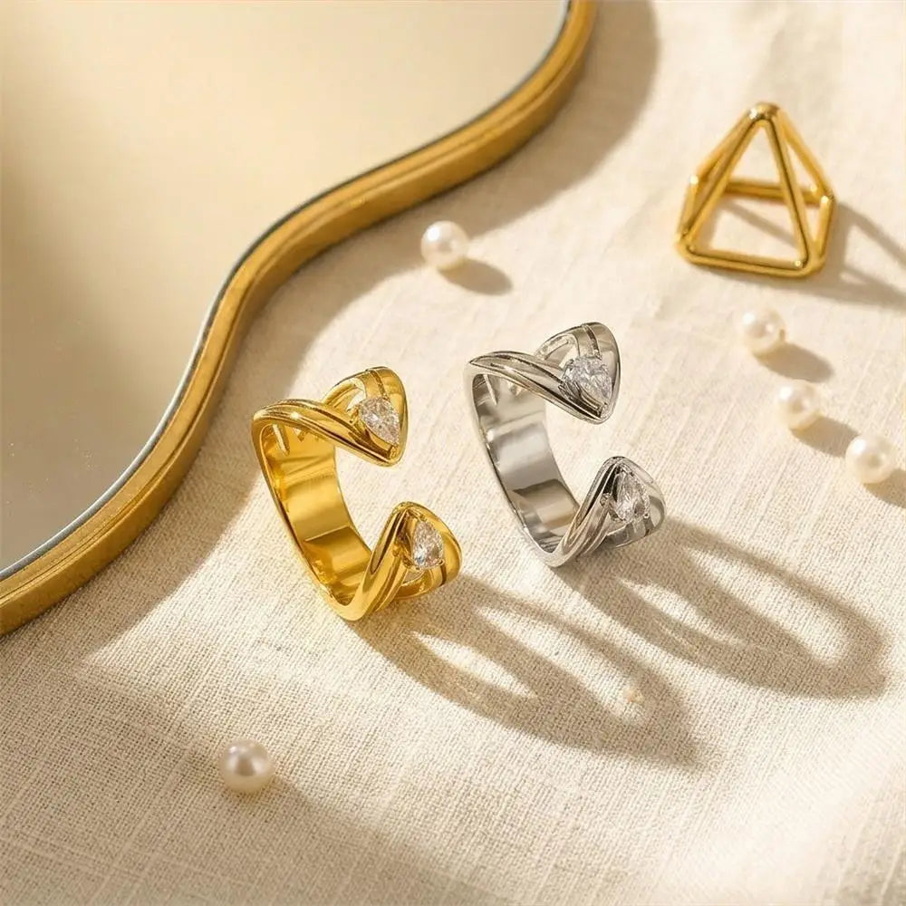 18K Gold Plated Geometric CZ Zircon Knuckle Ring Vintage Punk Jewelry Women