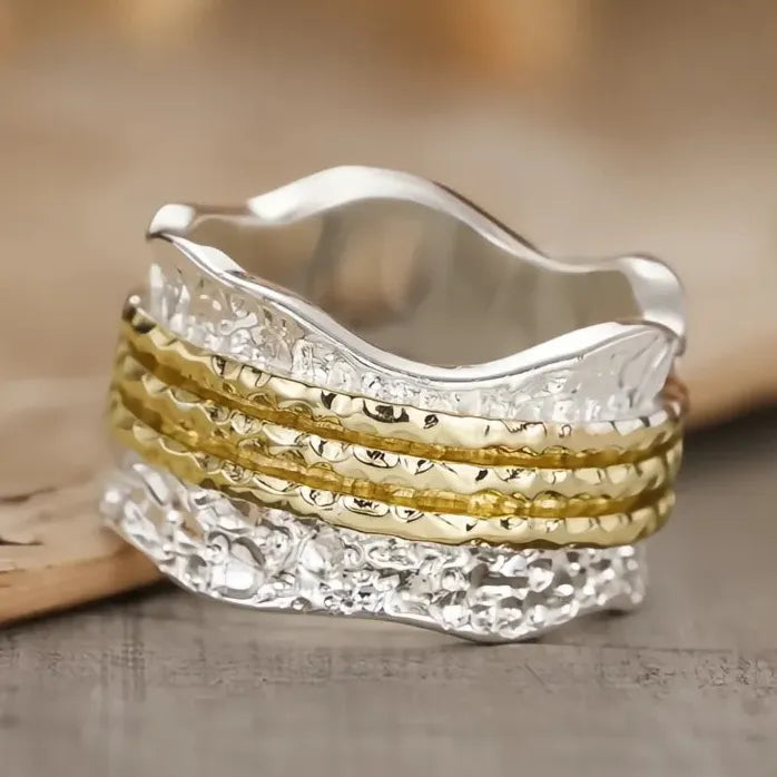Two Tone Irregular Brass Geometric Finger Rings for Women 2026