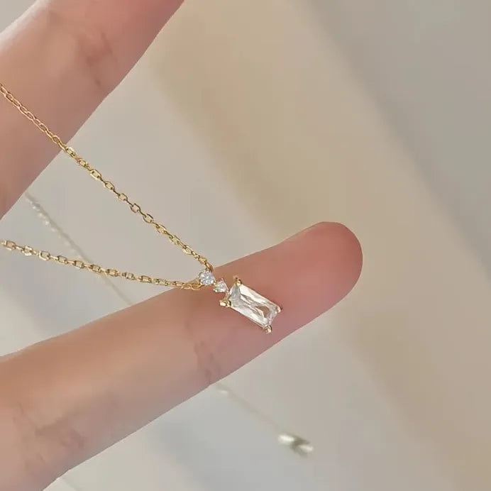 Modern Geometric Cubic Zirconia Pendant Necklace for Women Gift