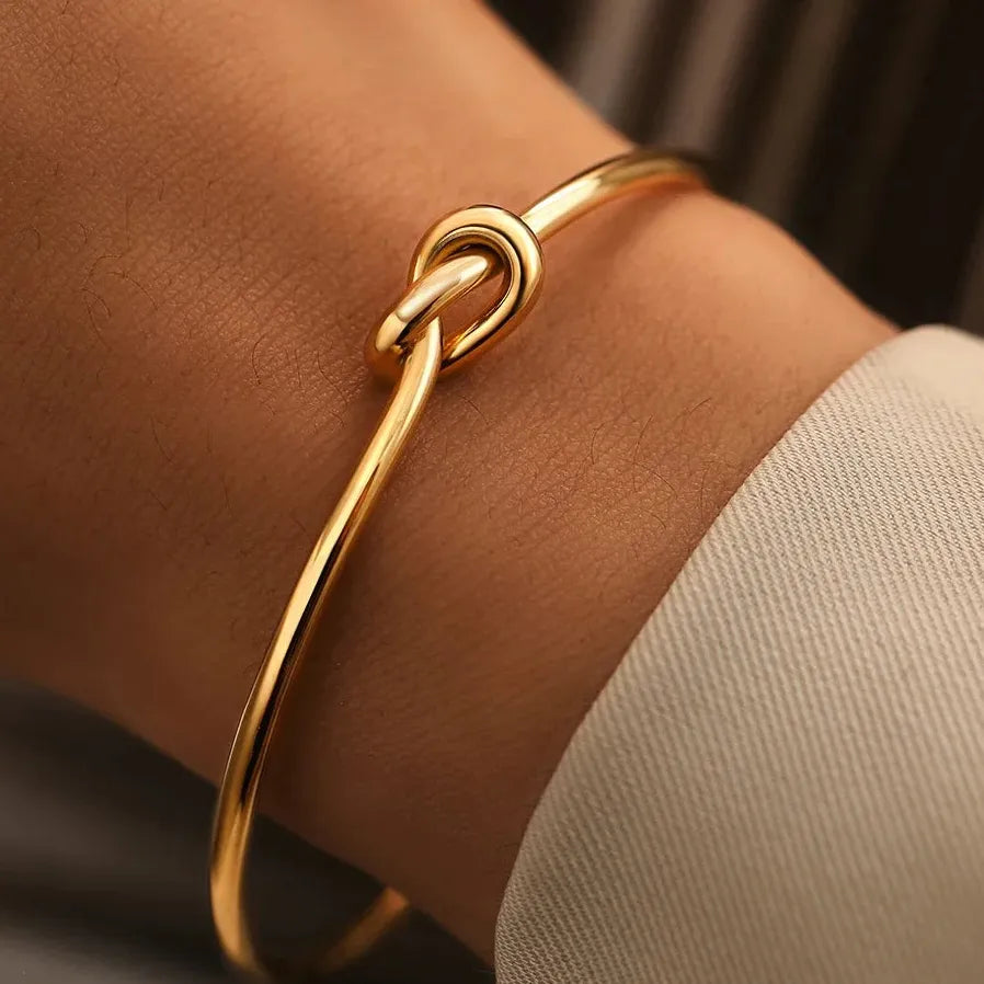 Gold Geometric Stainless Steel Adjustable Cuff Bracelet Women's Jewelry