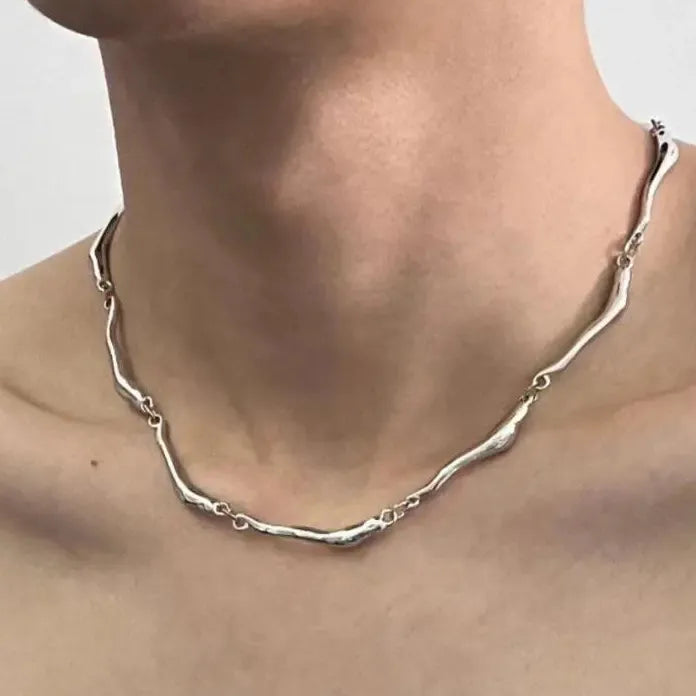Punk Irregular Wave Chain Necklace Men Women Gothic Figaro Cuban Gift