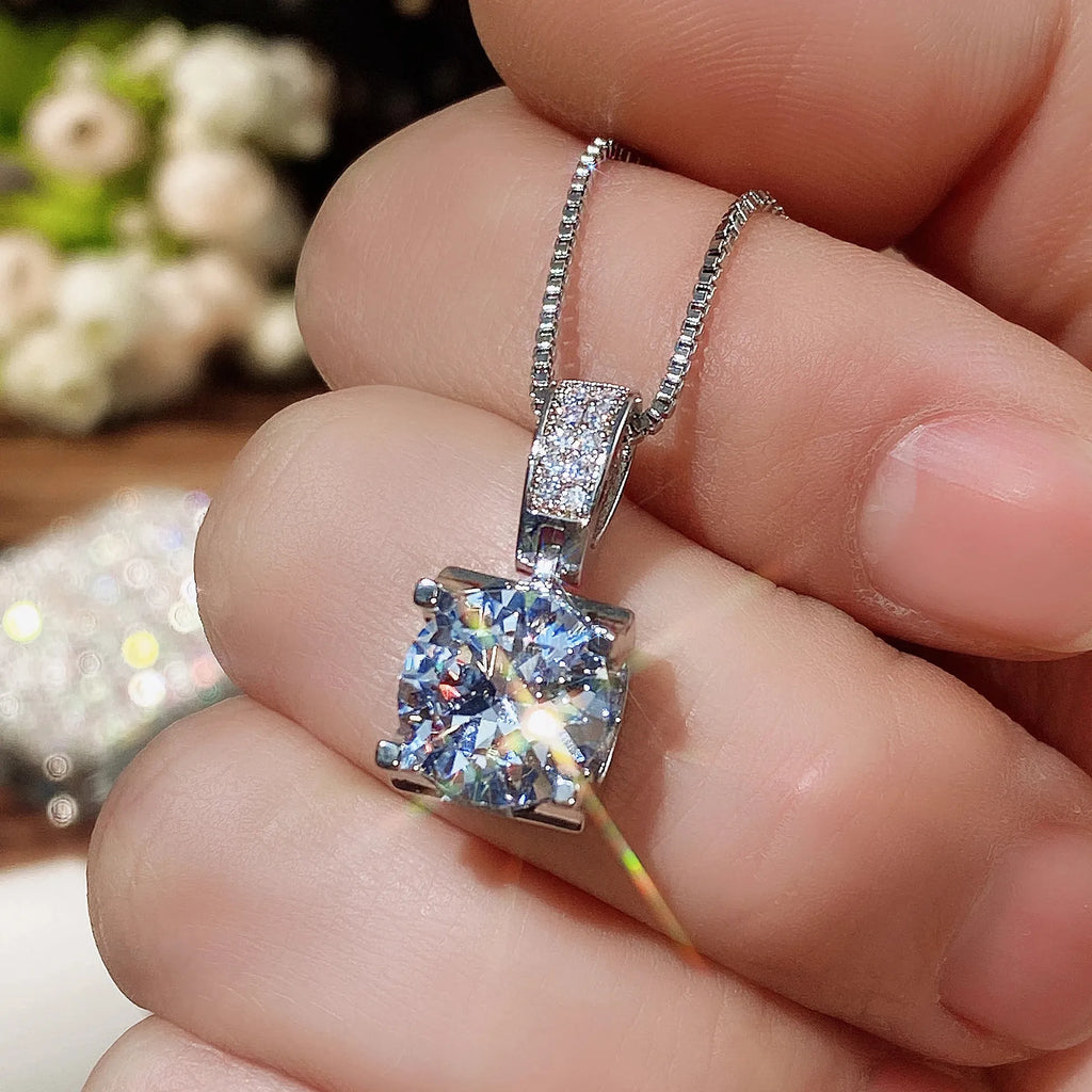 Geometric CZ Pendant Necklace for Women Copper Alloy Cubic Zirconia Jewelry