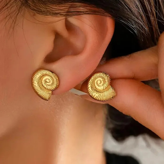 Bohemian Stainless Steel Animal Conch Stud Earrings for Women Gift