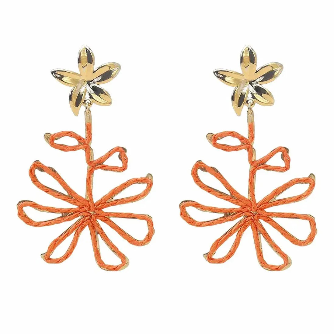Vintage Lafite Five Petal Flower Earrings for Women Summer Jewelry Gift