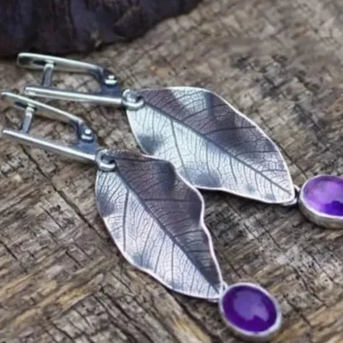 Vintage Bohemian Purple Crystal Drop Pendant Earrings for Women Jewelry Gift