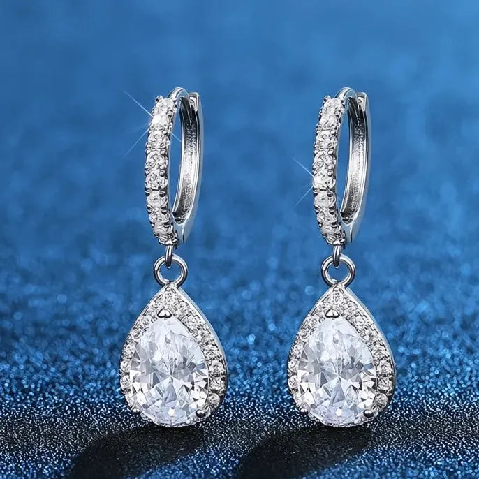 Geometric Cubic Zirconia Drop Earrings Sparkling Wedding Jewelry Accessory