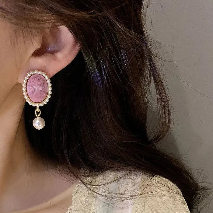 French Vintage Pearl Resin Earrings for Women Elegant Wedding Jewelry