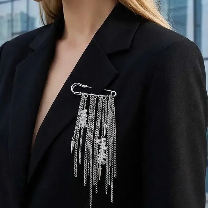 Retro Zinc Alloy Geometric Chain Fringe Brooch Pin Punk Jewelry