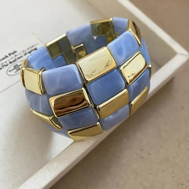Acrylic Square Splicing Geometric Round Bangles for Women Simple Fashion Jewelry Bracelet