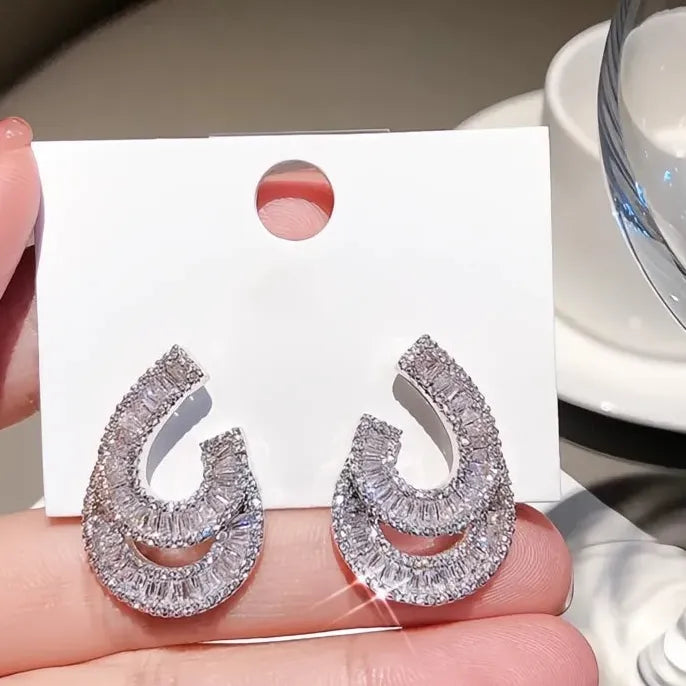 Shining Water-Drop Shape Cubic Zirconia Drop Earrings for Women Fashion Jewelry Gift