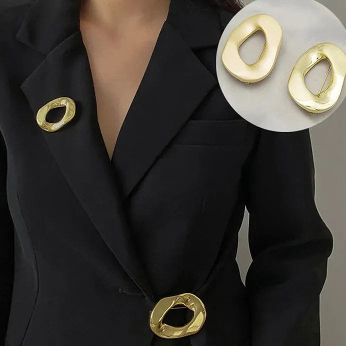 Geometric Zinc Alloy Circular Brooch Punk Rock Jewelry for Women Men