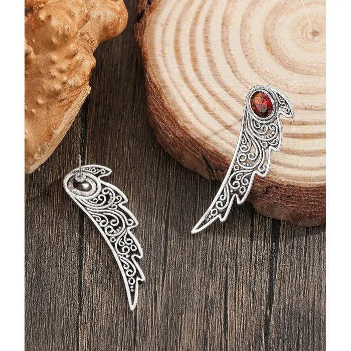 Vintage Indian Tribal Red Resin Bohemian Long Hollow Pendant Earrings for Women
