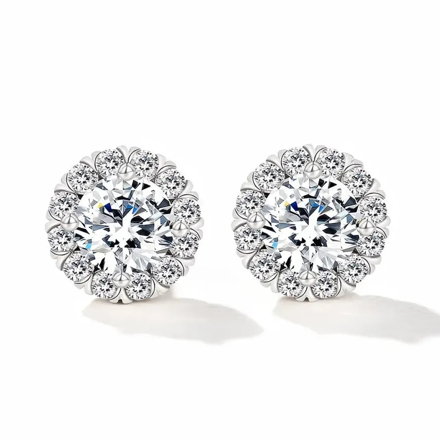 Elegant Classic AAA Cubic Zirconia Stud Earrings for Women Silver Jewelry