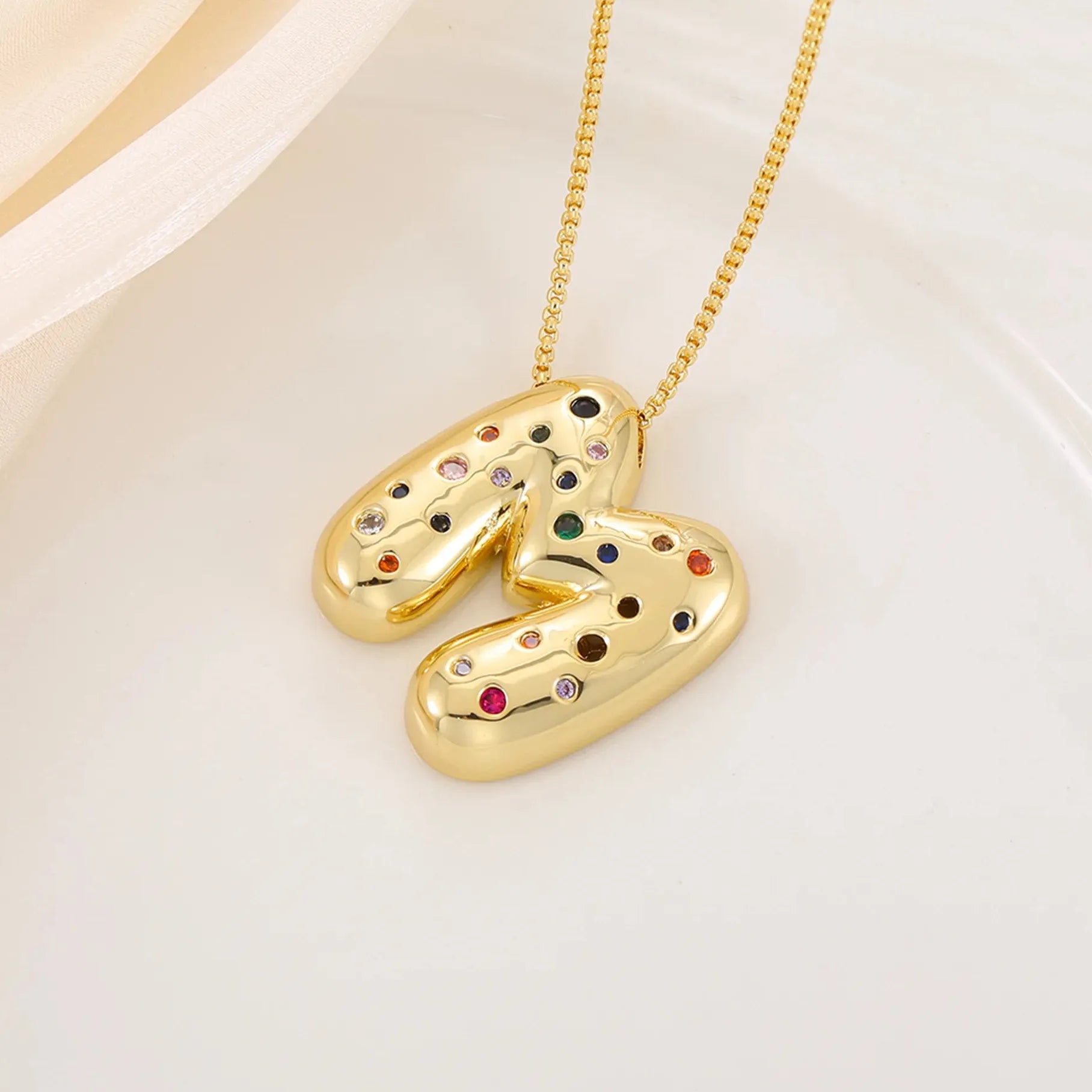 18K Gold Plated A-Z Letter Pendant Necklace for Women Gift Cubic Zirconia