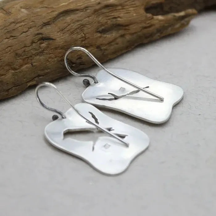 Silver Geometric Animal Charm Irregular Rectangular Zinc Alloy Earrings for Women