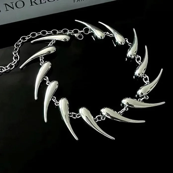 Zinc Alloy Cyberpunk Unisex Punk Choker with Waterdrop Pendant Necklace