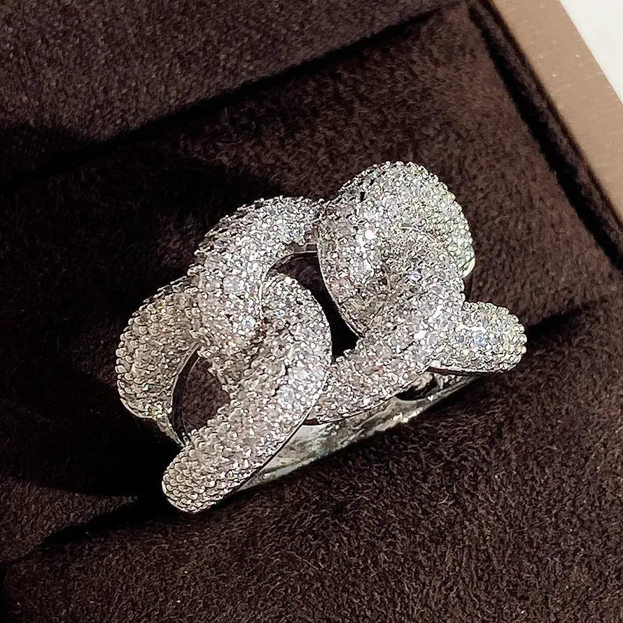 Infinity Diamond Zircon Silver Ring for Women Men Wedding Engagement Band