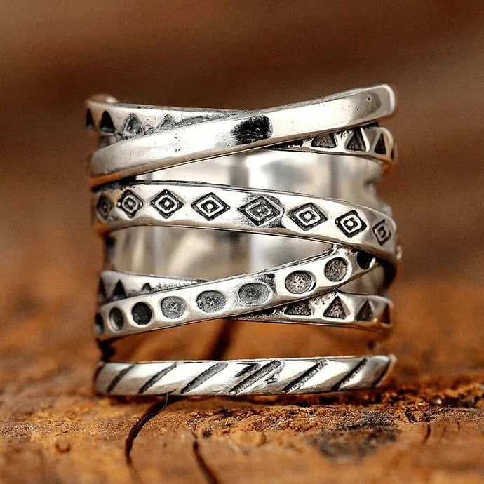 Cool Girl Multi Layer Cross Ring Zinc Alloy Hip Hop Rock Retro Jewelry