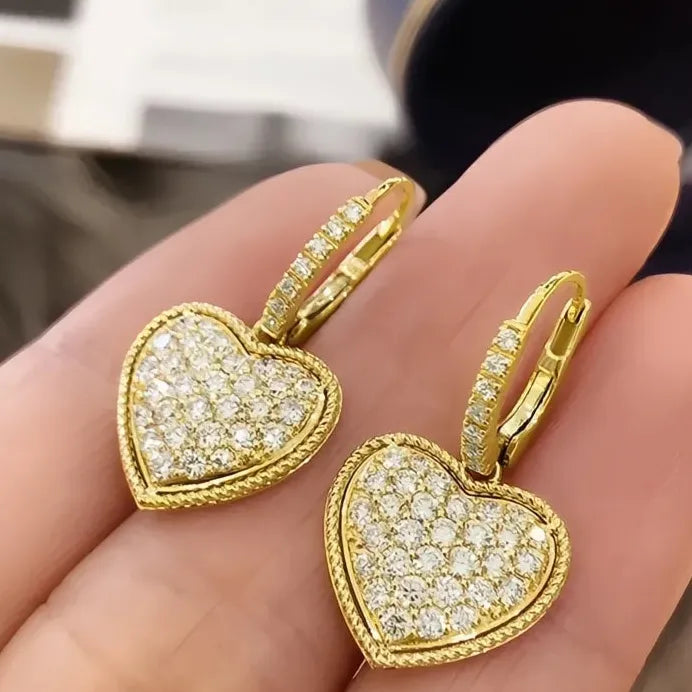 Elegant Heart Drop Cubic Zirconia Earrings for Women Engagement Jewelry