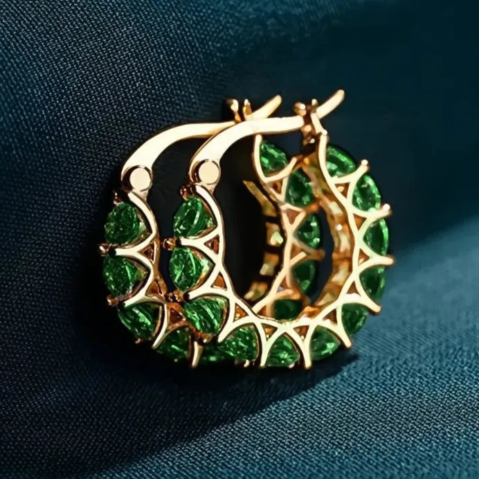 Geometric Cubic Zirconia Hoop Earrings for Women – Stylish Daily & Party