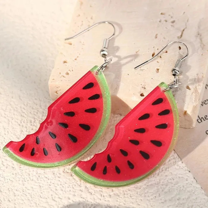 Watermelon Kiwi Acrylic Drop Earrings for Women Trendy Fruit Jewelry 2026