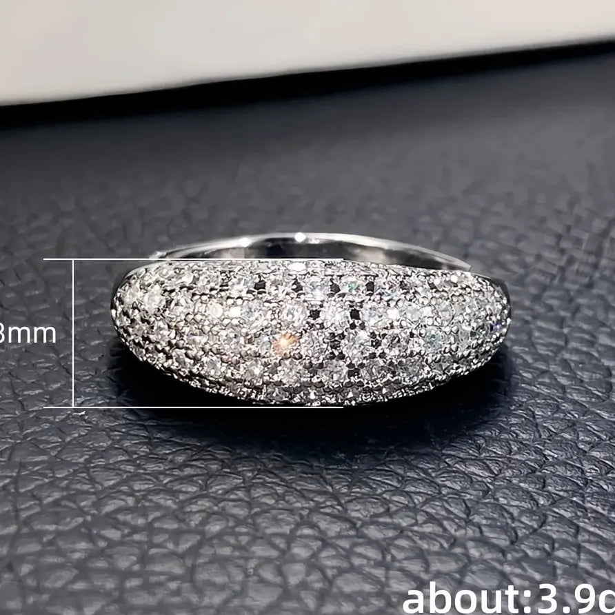 Geometric Women’s CZ Wedding Band Sparkling Luxury Party Ring