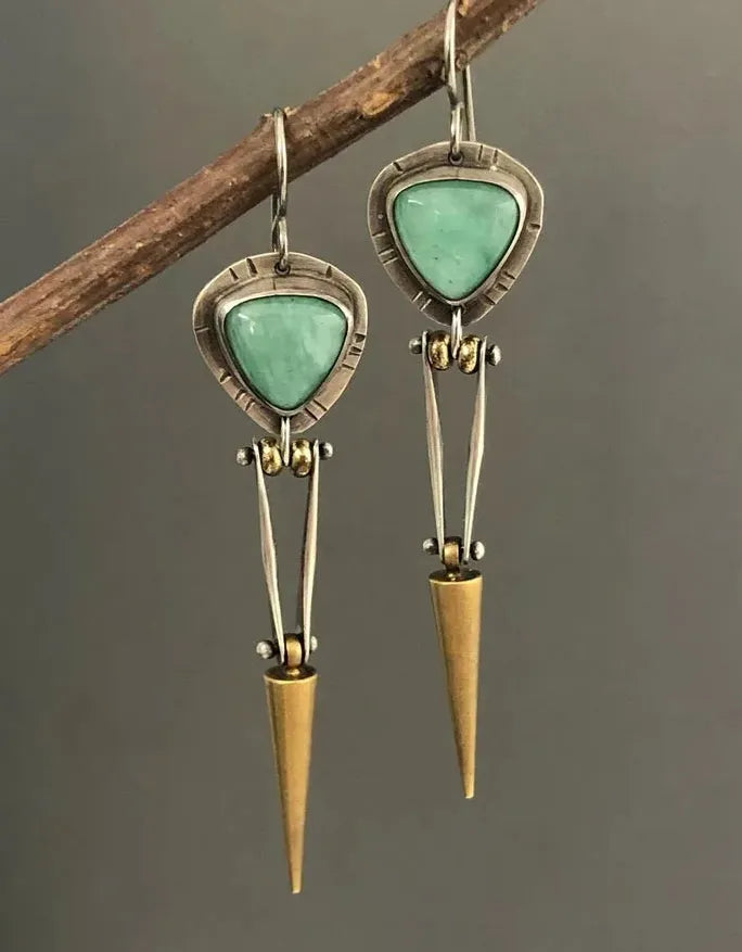 Handmade Boho Resin Drop Hook Earrings Women Ancient Design Gift