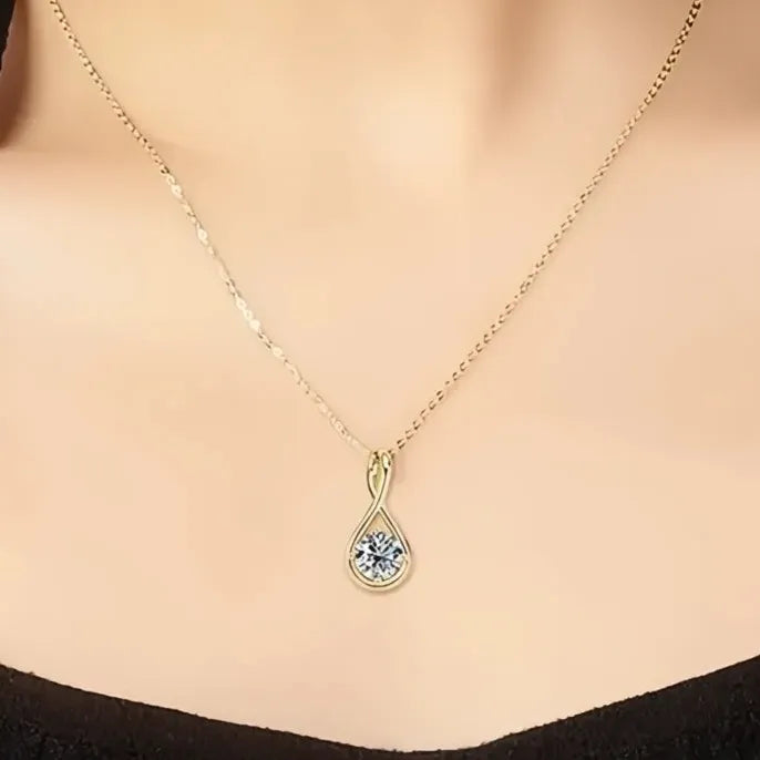 Women’s Geometric Pendant Necklace with Cubic Zirconia Silver Gold Jewelry