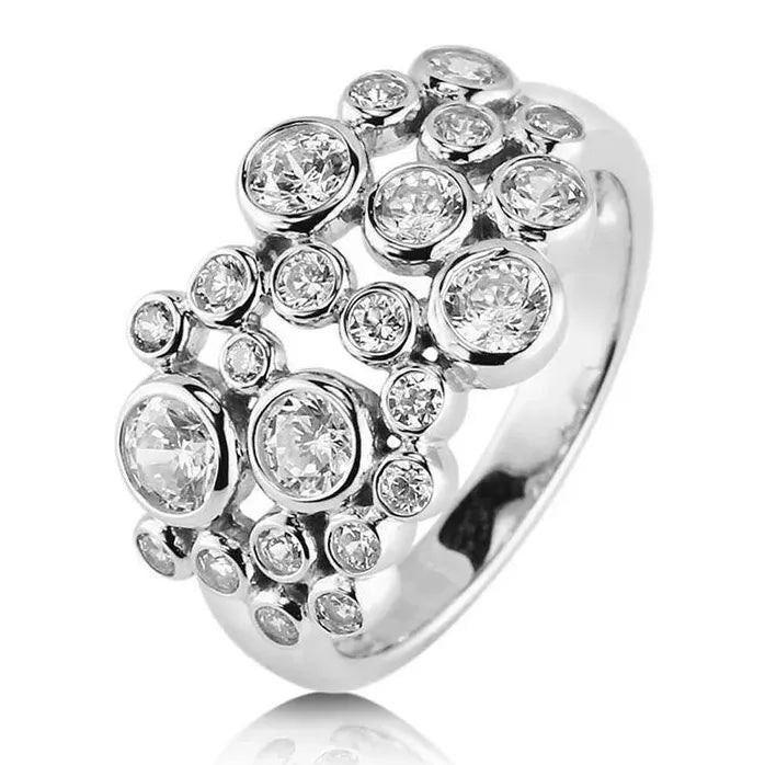 Geometric Cubic Zirconia Women’s Wedding Engagement Band Silver Ring