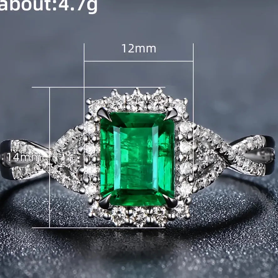 Brass Geometric Green Cubic Zirconia Wedding Ring for Women
