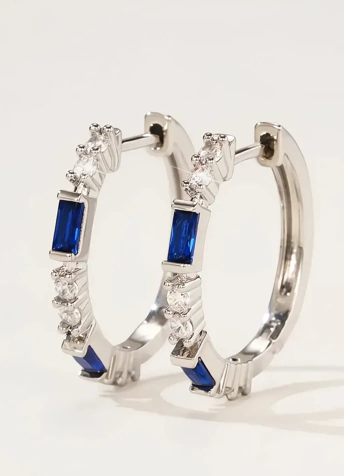 Colorful Cubic Zirconia Geometric Hoop Earrings for Women Copper Alloy Bridal Jewelry