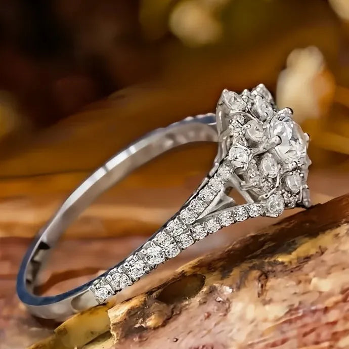 Luxury Snowflake CZ Brass Rings for Women Wedding Party Jewelry
