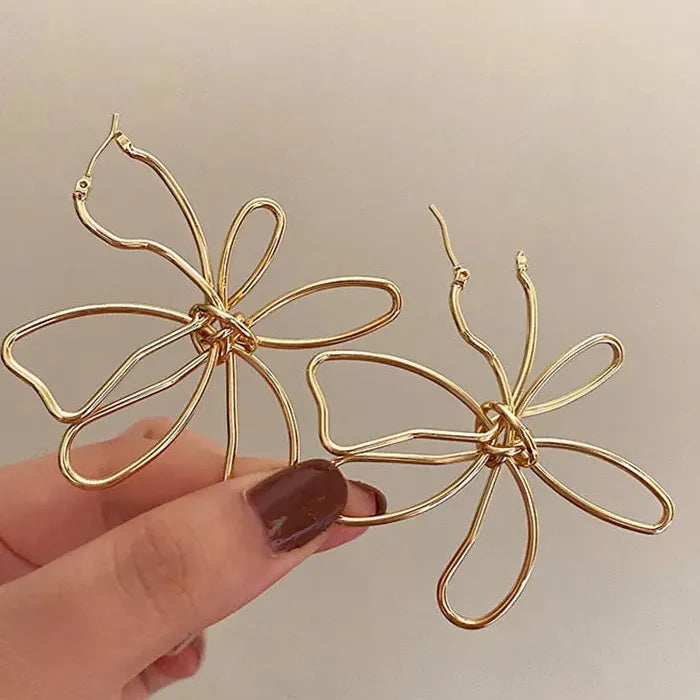 2026 Handmade Copper Metal Flower Drop Earrings Big Fashion Gift