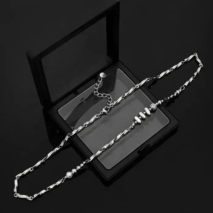 Punk Stainless Steel Irregular Beaded Splicing Circle Choker Necklace Men Hiphop Jewelry