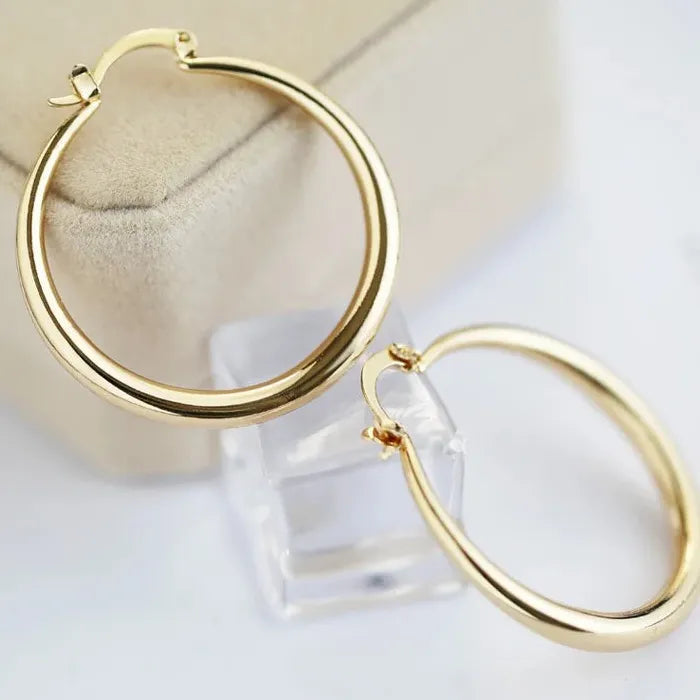 Silver Big Circle Round Hoop Earrings for Women Zinc Alloy Christmas Jewelry