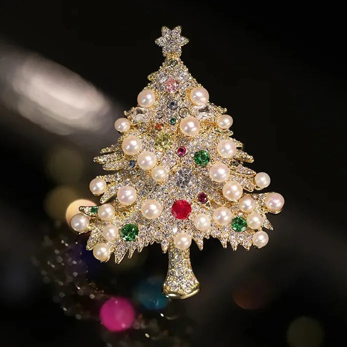 Luxury Christmas Tree Brooch Pin Classic Style Jewelry Gift for Women