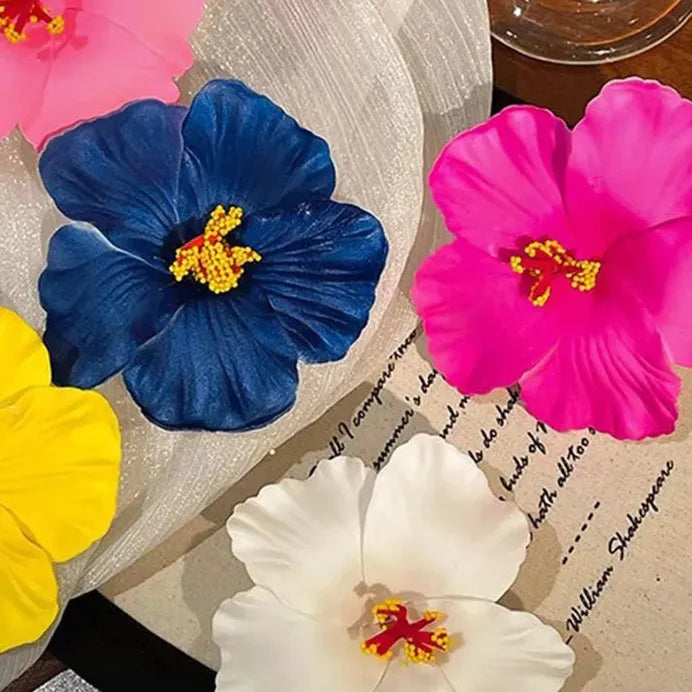 Bohemian Hawaiian Flower Hair Clip Alloy Floral Accessory for Women Girls