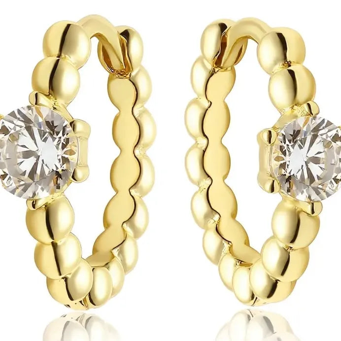 Geometric Cubic Zirconia Hoop Earrings for Women Daily Wear Jewelry