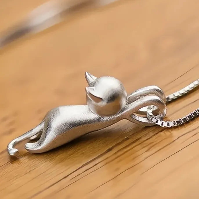Cute Cat Pendant Necklace for Women Y2K Black White Animal Jewelry Trendy Party Gift