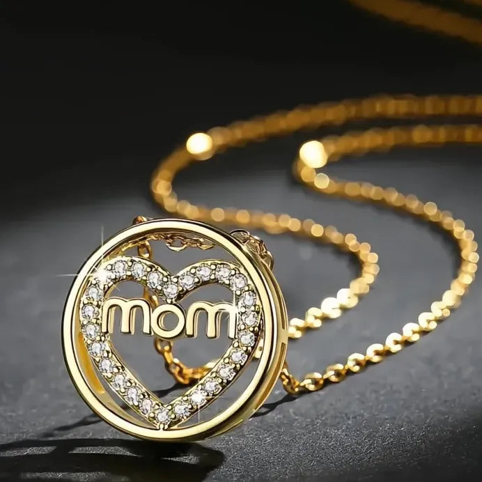 Women's Trendy Round Love CZ Pendant Necklace Stylish Fashion Gift Mom