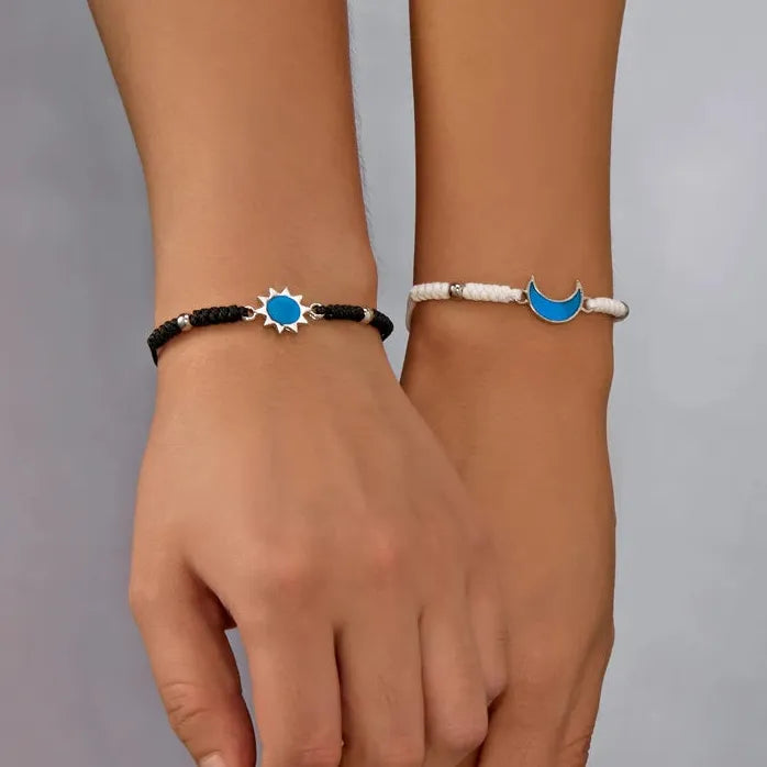 2026 Couple Moon Sun Bracelet Set Beaded Chain Adjustable Jewelry Gift